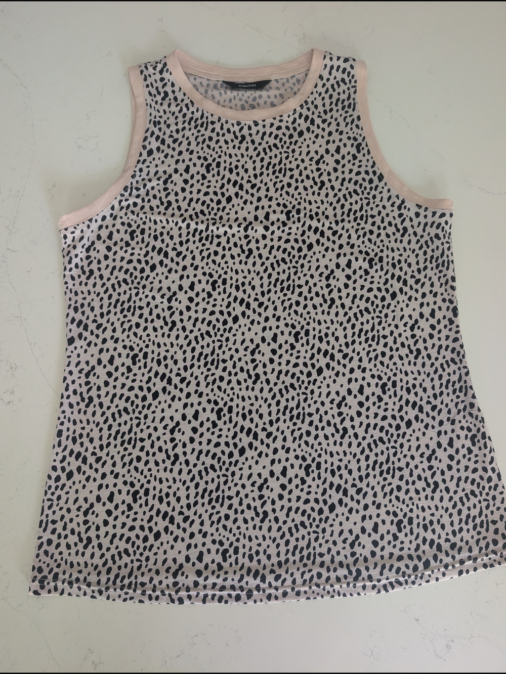Light Pink Dalmatian-Print Sleeveless Tank Top